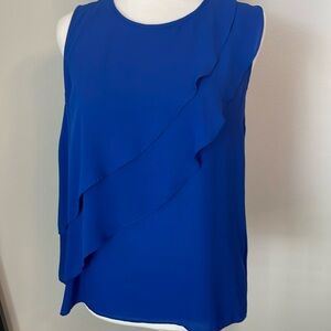 Cremieux Royal Blue Top Sleeveless Ruffle Top Dressy Casual NWOT